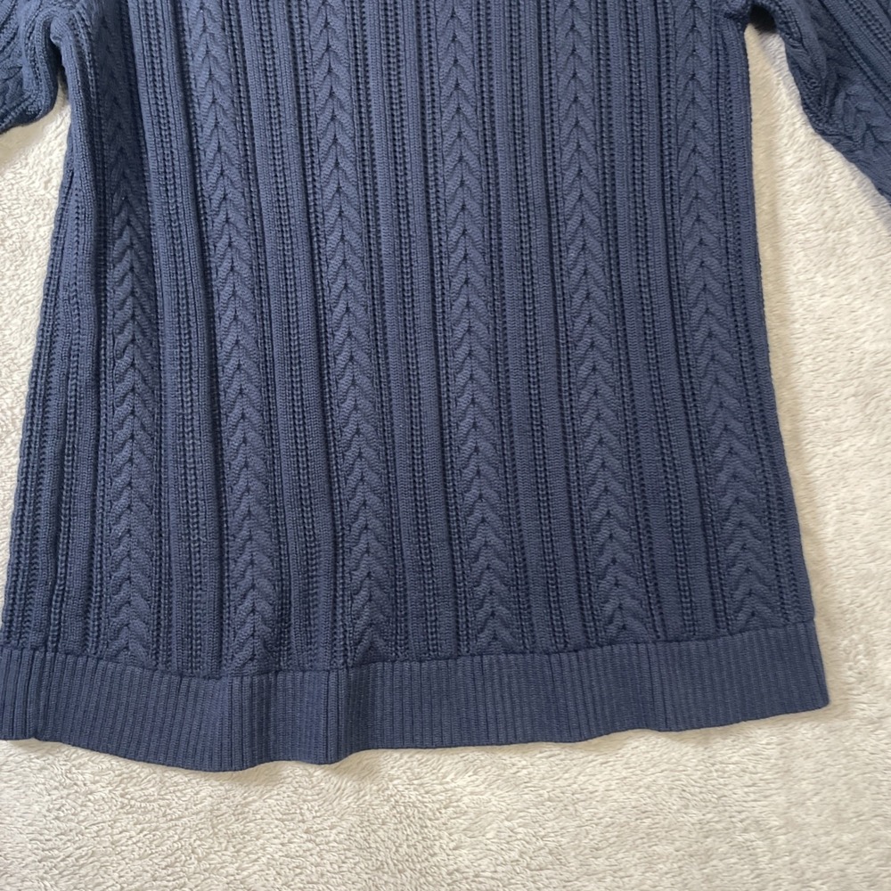 Land's End‎ Cable Knit Fisherman Sweater Classic Outdoor Mature Womens 1X  Blue - Picture 8 of 8